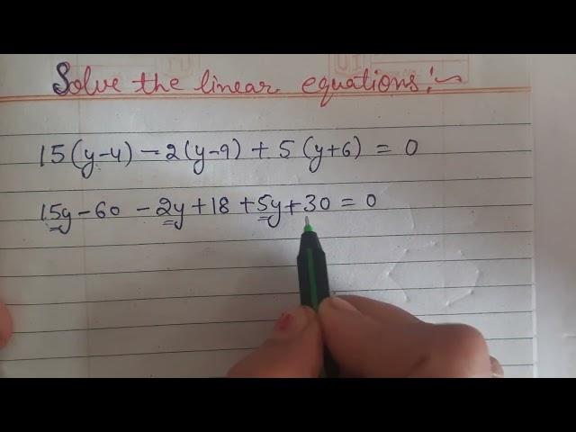 15(y-4)-2(y-9)+5(y+6)=0  Solve linear equation in one minute  #shortvideo    #mathematicsclass8