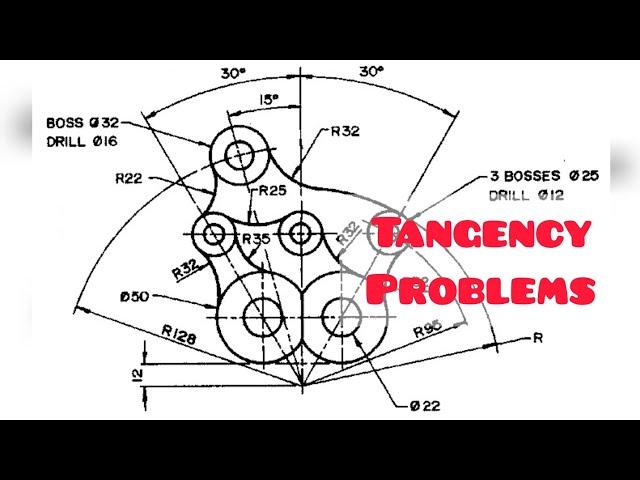 TANGENCY PROBLEMS in | Technical drawing | Engineering drawing