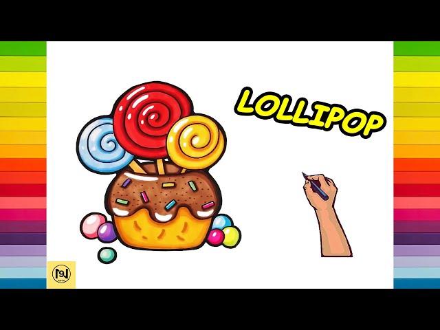 How to draw LOLLIPOP easy step by step | No.9 ARTS