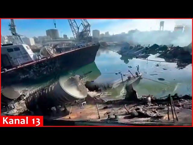 The remnants of the Syrian navy that was destroyed by Israeli strikes