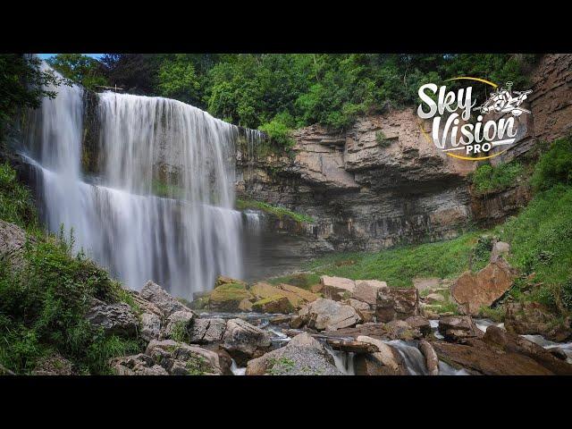 Soaring Over Webster Falls, Ontario. Stunning Waterfalls: Aerial Drone Footage by SkyVisionPro