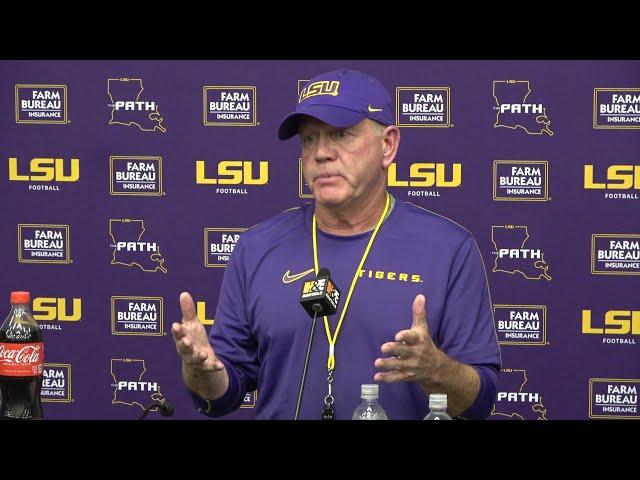 LSU Brian Kelly talks week of practice, Ju'Juan Johnson moved to RB