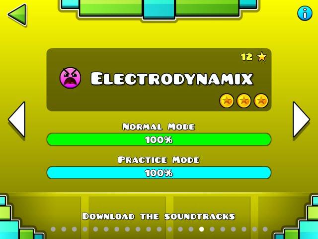 Geometry Dash Walkthrough - Level 15 (Electrodynamix) [ALL COINS]