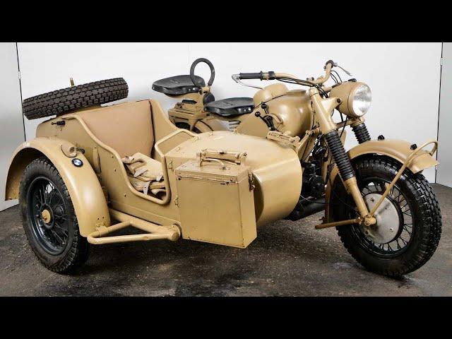 BMW R75 1943 750cc 2 cyl ohv Combination Military - starting up and riding