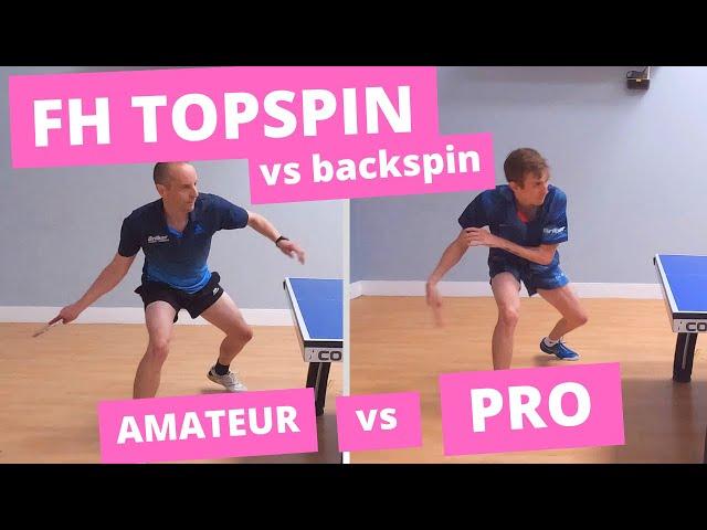 Forehand topspin vs backspin - Amateur vs Pro technique in slow motion