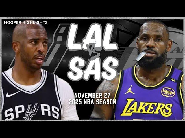 Los Angeles Lakers vs San Antonio Spurs Full Game Highlights | Nov 27 | 2025 NBA Season