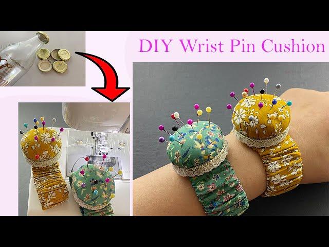  DIY Wrist Pin Cushion with Bottle cap | Pin Holder | How to Make a Wrist Pincushion | Porta-pinos