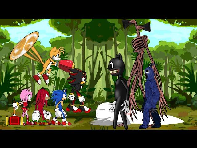 Siren Head , Cartoon Cat , Costume Man, Bridge Worm vs Team Sonic. Animation Drawing Cartoon 2 . P1