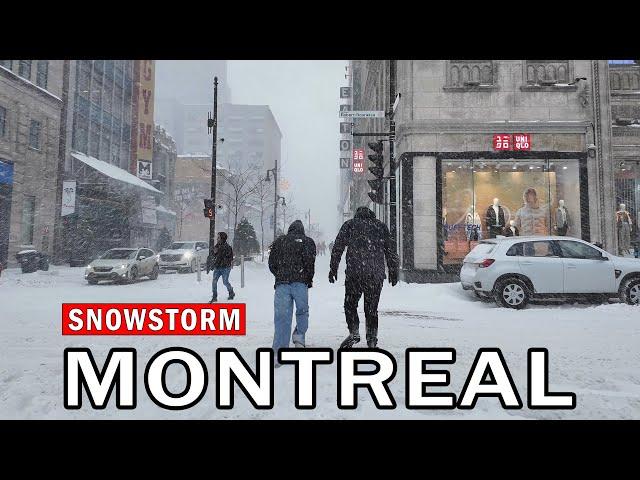 Heavy Snowstorm in Downtown Montreal, Canada - February 2025