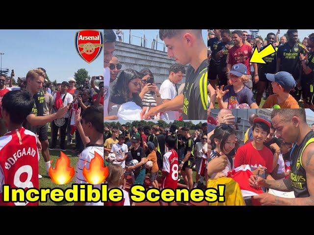 Scenes!Fans Storm Arsenal Training Camp for Autographs and SelfiesArteta,Odegaard excite fans