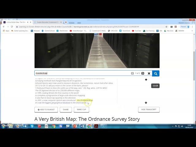 search transcripts in Bob Learning on screen