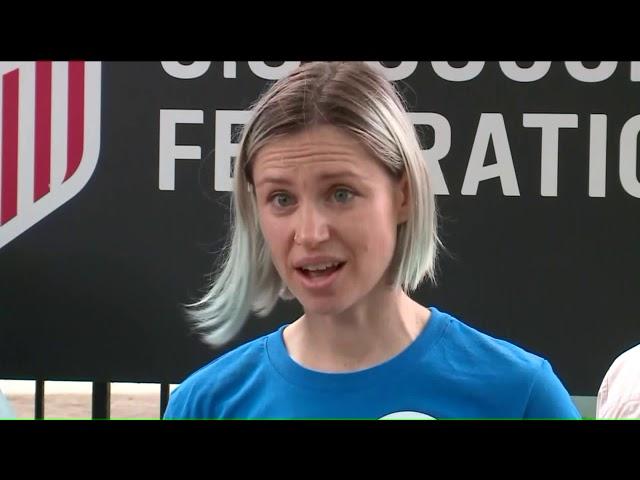 Equal pay advocates rally at U.S. Soccer Headquarters in Chicago