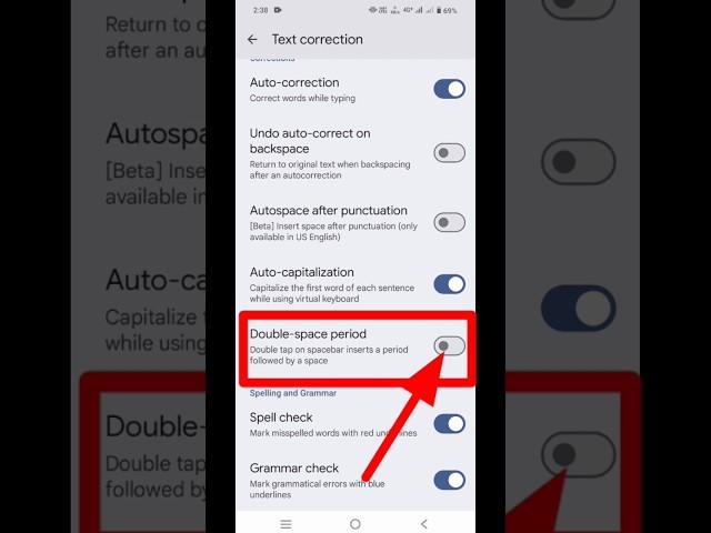 Keyboard Sattings Double Space Full Stop |tex correction| #shorts #viral #viralvideo Auto Correction