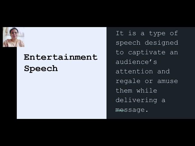 Entertainment Speech | Purposive Communication Reporting