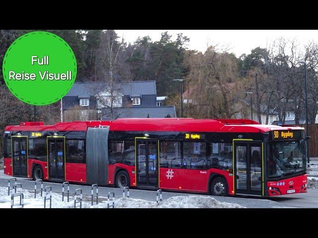 Oslo Ruter 30 Full Route Journey Visual- Nydalen to Bygdøy via Bygdøynes | Unibuss EF45228 23302