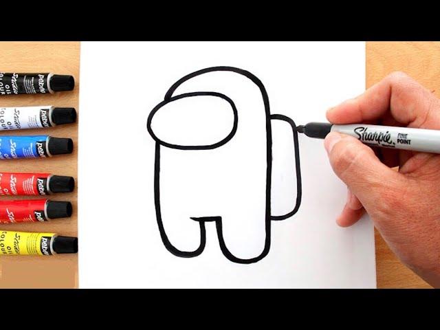 How to Draw & Color AMONG US Game Character | Among Us Fan Art | How to Draw an Among Us Crewmate