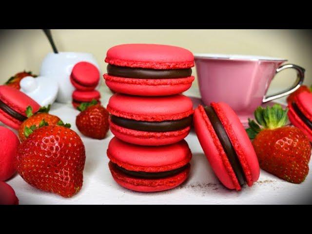 Macarons MASTERCLASS -Best Tips For Perfect Macarons with Hand Mixer- Strawberry Chocolate Macarons