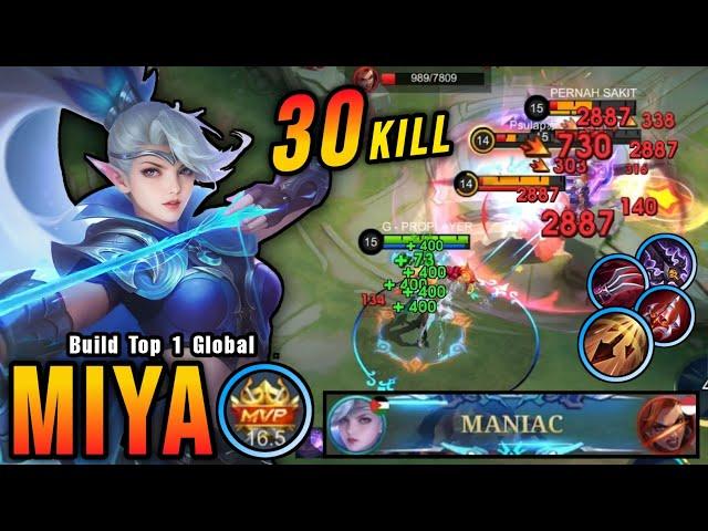 30 Kills + MANIAC!! OP LifeSteal Miya Late Game Monster!! - Build Top 1 Global Miya ~ MLBB