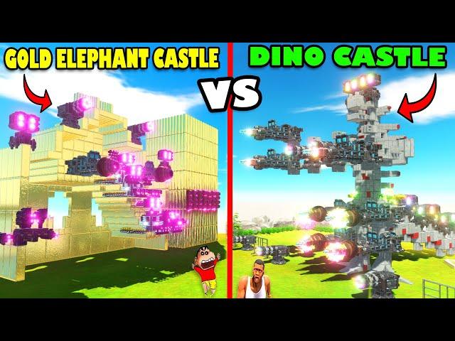 GOLD ELEPHANT CASTLE vs DINO CASTLE THOR SCOURGE, THOR DRAGON, DEMON T-REX & DEMON SPINOSAURUS ARBS