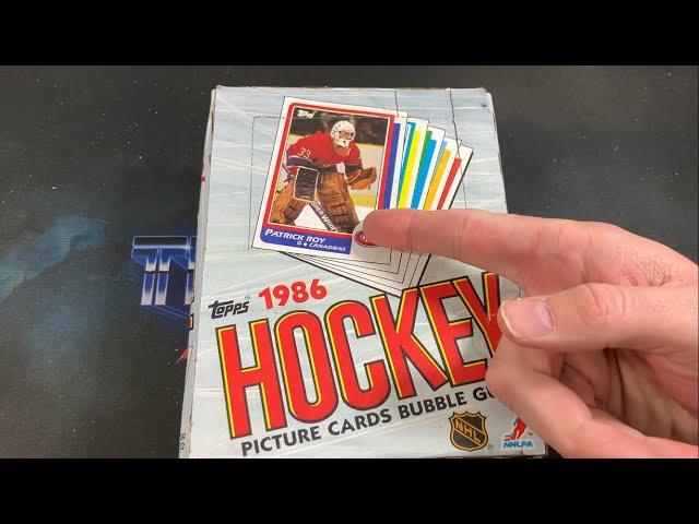 OPENING A 1986/87 TOPPS HOCKEY WAX BOX! PATRICK ROY ROOKIE CARD HUNT