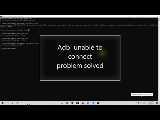 Adb : unable to connect to 192.168.1.3:5555 #scrcpy #vipcoding