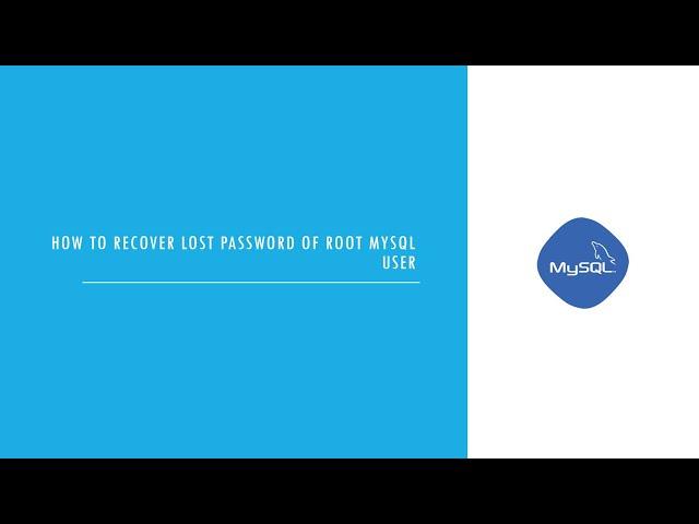 MySQL : How to recover root password of MySQL user#mysql