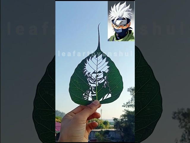 How to Draw Kakashi in easy step on leaf  #shorts #kakashi #drawkakashi  #leafartbyanshul