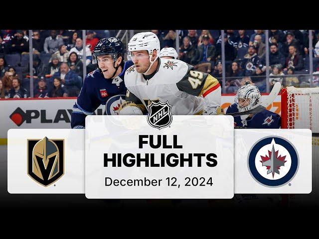 NHL Highlights | Golden Knights vs. Jets | December 12, 2024