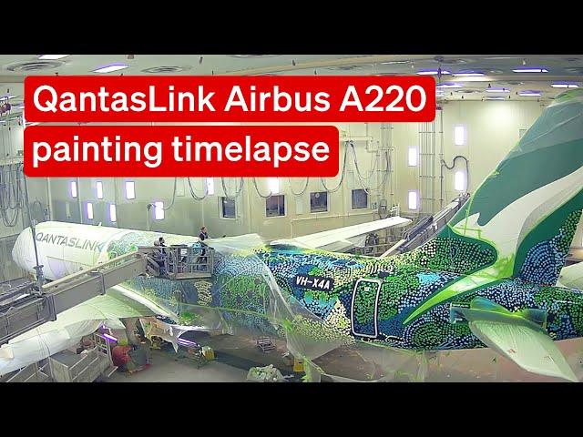 Painting timelapse of QantasLink Airbus A220 'Minyma Kutjara Tjukurpa'