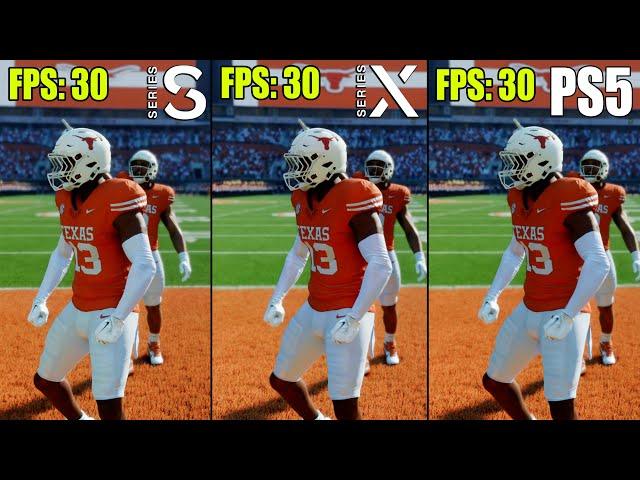 EA Sports College Football 25 Xbox Series S vs. Series X vs. PS5 Comparison