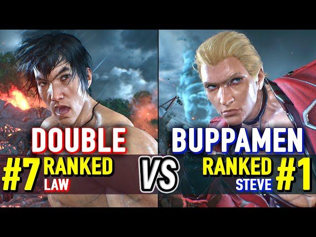 T8  DOUBLE (#7 Ranked Law) vs BUPPAMEN (#1 Ranked Steve)  Tekken 8 High Level Gameplay