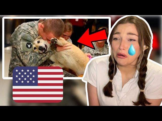 New Zealand Girl Reacts to US MILITARY MEMBERS COMING HOME TO THEIR DOGS ️