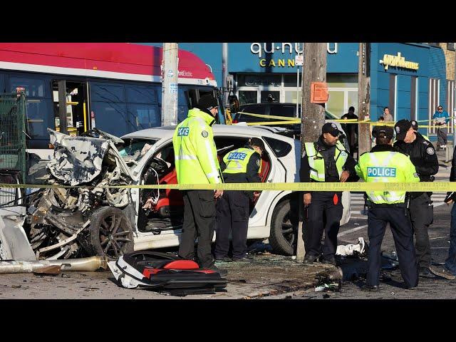 STOLEN BMW BROADSIDES BUS: Nine people to hospital after spectacular collision