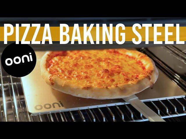 Cooking pizza in a home oven using a Baking steel from Ooni