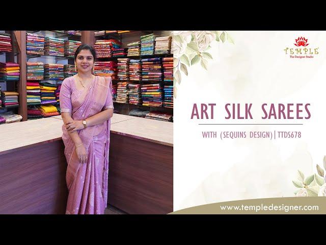 Art Silk Saree with ( Sequins design ) | TTDS678 | templedesigner.com | #saree #sareelove #artsilk