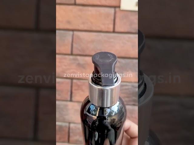 Zenvista Packagings: Empty Black Color Bottle with  Silver/Black Dispenser Pump -200ml [ZMK20]  