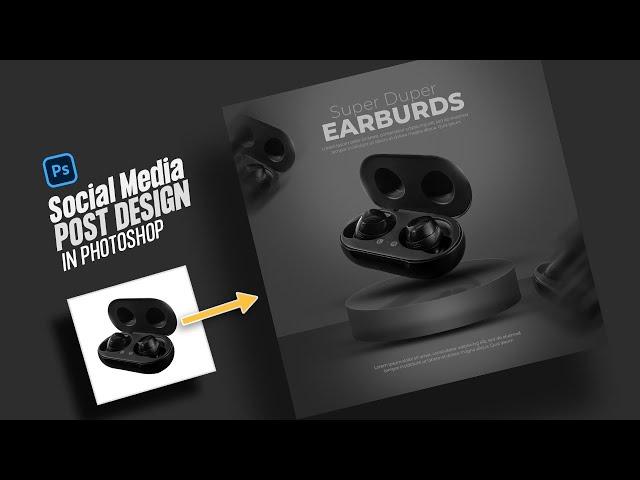 Wireless Earbuds Social Media Post Design | Photoshop Tutorial