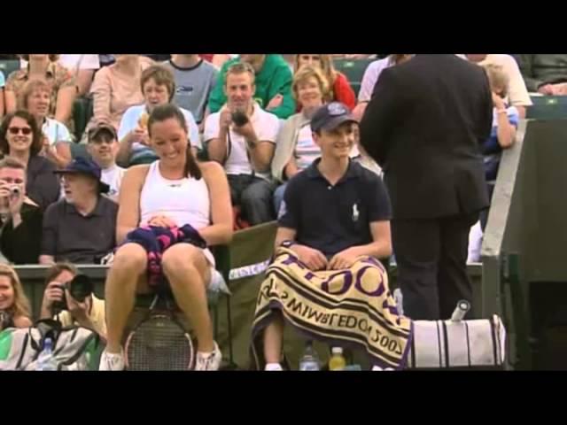 Jelena Jankovic having fun with ball boy