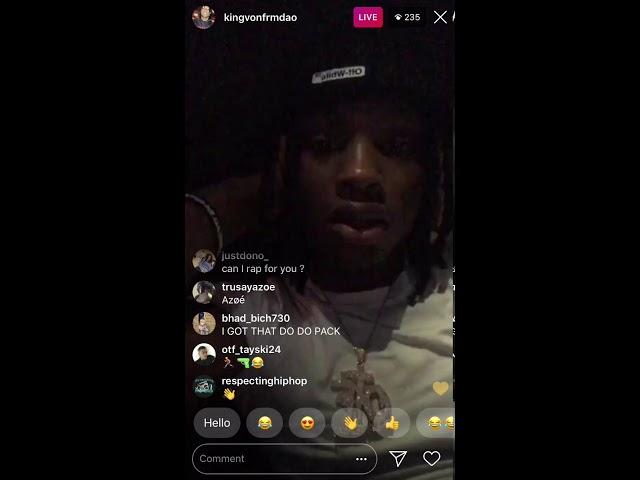 king Von in Chiraq on Instagram live Smoking  listing to music Dissing the opps