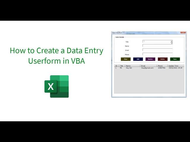 VBA User Form: Add, Update, Delete and Save