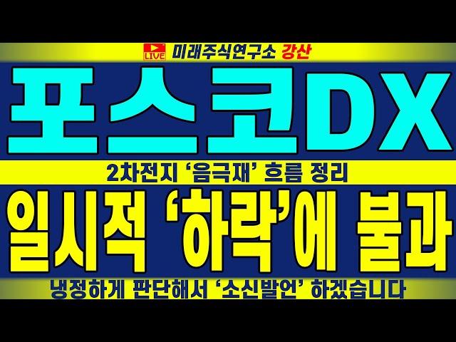 [포스코DX 주가전망] 2차전지 '음극재' 지금 상황 정리. 지금의 하락은 일시적인 '하락'에 불과 합니다 냉정하게 판단해서 '소신발언' 하겠습니다 | 강산