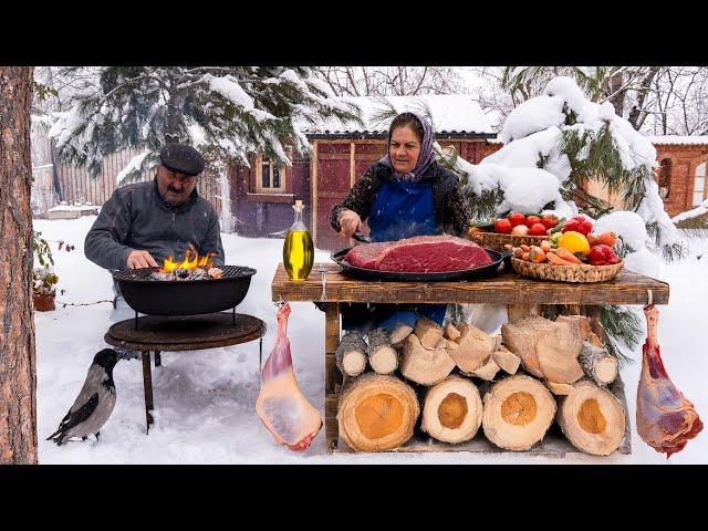 Grilled Beef Cutlets & Veggies with Hearty Soup | Rustic Stone Grill Flavors for Dinner