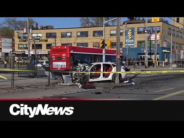 Several injured in crash involving stolen car, TTC bus in North York