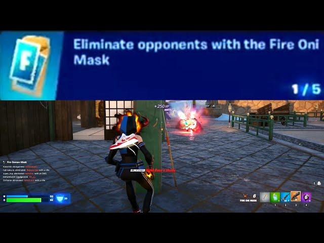 Eliminate opponents with the Fire Oni Mask Fortnite