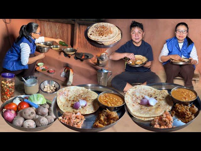 Darjeeling village cooking Recipe: Chole Masala Recipe with Aloo Paratha Nepali Cooking in Village