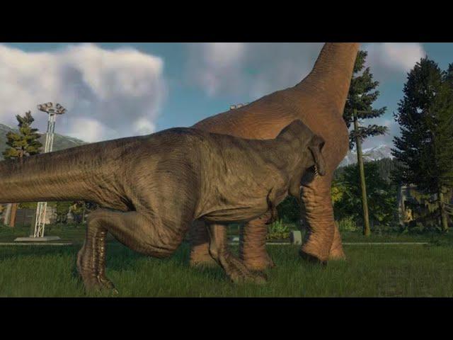 Jurassic World Evolution 2: JP Tyrannosaurus Rex vs JP Brachiosaurus