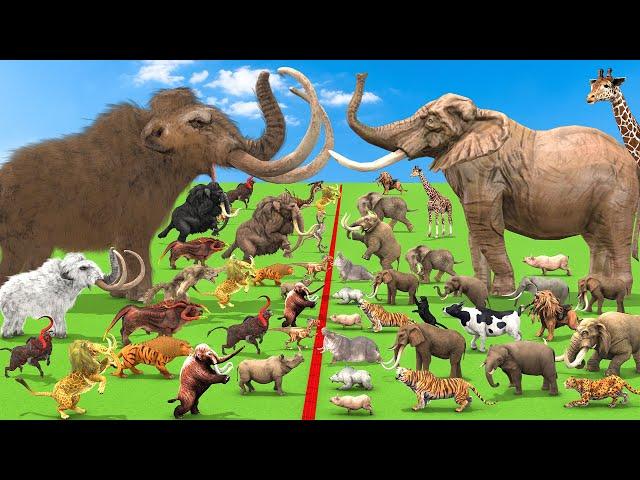 Animal Epic Battle Prehistoric Mammals VS Modern Mammals Size Animal Revolt Battle Simulator