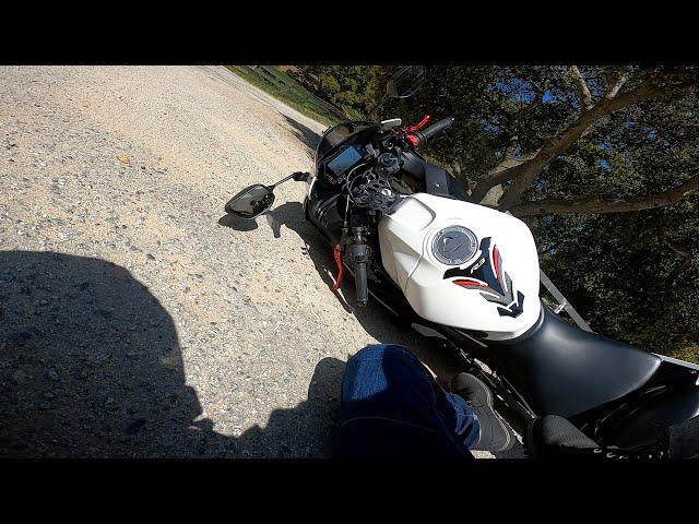 Beginner rider drops brand new motorcycle (POV Footage)