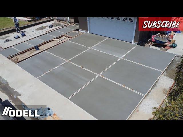 Modern Square Driveway Pour with Floating Step! (TOUGH POUR!)