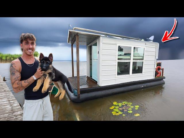 Overnight In My HOUSEBOAT with our New Puppy - TORNADO WARNING